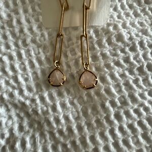 Elegant Gold and Pink Drop Earrings